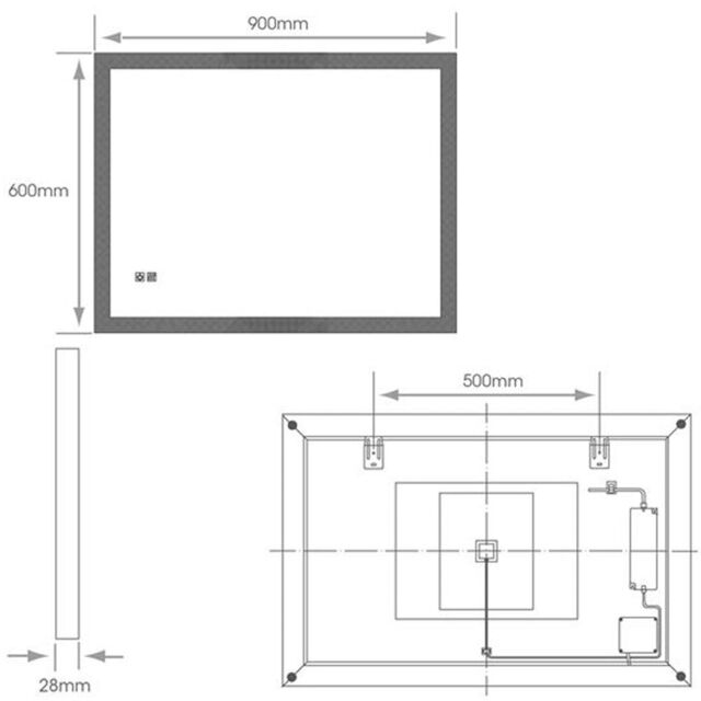 Loops 600 x 900mm IP44 LED Bathroom Mirror & Demister - Tunable White Diffused Border - image 1