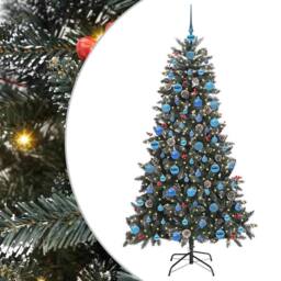 Berkfield Home Artificial Christmas Tree with 300 LEDs Green 99 x 99 x 180 cm - thumbnail 1