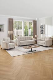 More4Homes Solna 1+2+3 Seater Scandi Style Fabric Living Room Sofa Set in Beige - thumbnail 1