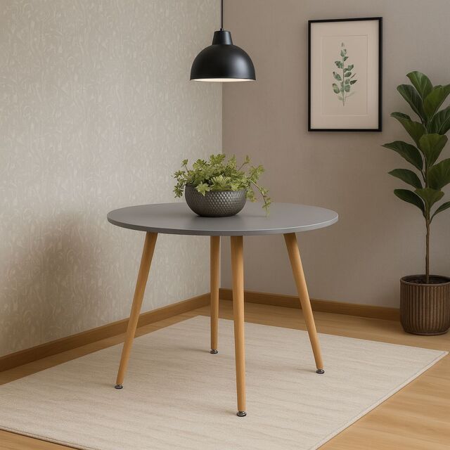KOSY KOALA Dining Table White Wood Kitchen Place for 4 Seats, Dining Table Only (White H 75 x L 90 x W 90 cm) in Grey - image 1