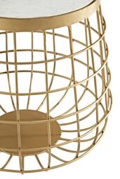 Orsina Elegant Design White Marble Top Side Table, Sleek Circular Side Table, Durable Modern Side Table For Garden in Gold - thumbnail 3