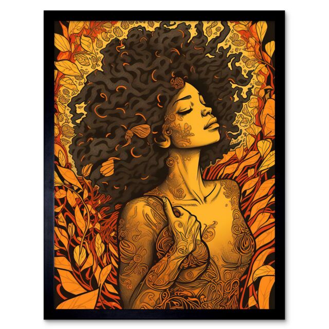"Artery8 Wall Art Print I'm an Autumn Amber & Red Modern Art Framed in Black - Size: W12"" x H16""" - image 1