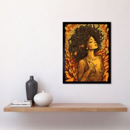 "Artery8 Wall Art Print I'm an Autumn Amber & Red Modern Art Framed in Black - Size: W12"" x H16""" - thumbnail 2