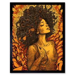 "Artery8 Wall Art Print I'm an Autumn Amber & Red Modern Art Framed in Black - Size: W12"" x H16""" - thumbnail 1