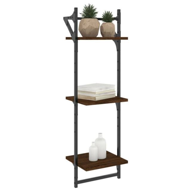 Berkfield Home Beautiful 3-Tier Wall Shelves with Bars 2 pcs Brown Oak 30x25x100 cm - Size: 30 x 25 x 100 cm - image 1