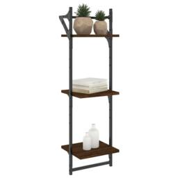 Berkfield Home Beautiful 3-Tier Wall Shelves with Bars 2 pcs Brown Oak 30x25x100 cm - Size: 30 x 25 x 100 cm - thumbnail 1