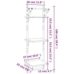 Berkfield Home Beautiful 3-Tier Wall Shelves with Bars 2 pcs Brown Oak 30x25x100 cm - Size: 30 x 25 x 100 cm - thumbnail 9