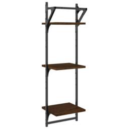 Berkfield Home Beautiful 3-Tier Wall Shelves with Bars 2 pcs Brown Oak 30x25x100 cm - Size: 30 x 25 x 100 cm - thumbnail 7