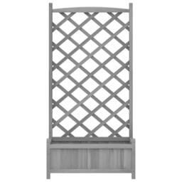 Berkfield Home Planter with Trellis Grey Solid Wood Fir - thumbnail 4