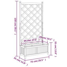 Berkfield Home Planter with Trellis Grey Solid Wood Fir - thumbnail 8