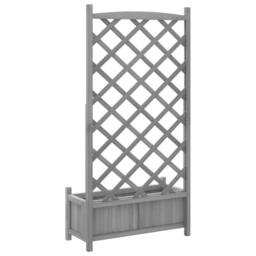 Berkfield Home Planter with Trellis Grey Solid Wood Fir - thumbnail 6