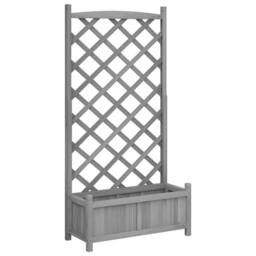 Berkfield Home Planter with Trellis Grey Solid Wood Fir - thumbnail 3