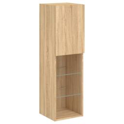 Berkfield Home TV Cabinet with LED Lights Sonoma Oak 30.5x30x102 cm in Brown - thumbnail 7