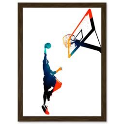 Artery8 Basketball Jump Hoop Ball Dunk Sport A4 Artwork Framed Wall Art Print in Brown - thumbnail 1