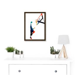 Artery8 Basketball Jump Hoop Ball Dunk Sport A4 Artwork Framed Wall Art Print in Brown - thumbnail 2