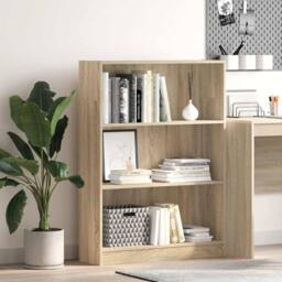 Berkfield Home Decorative Bookcase Sonoma Oak 80x24x109 cm Engineered Wood in Light Tan - Size: 80 x 24 x 109 cm - thumbnail 2