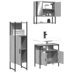 Berkfield Home 3 Piece Bathroom Furniture Set Grey Sonoma Engineered Wood - thumbnail 4