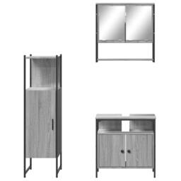 Berkfield Home 3 Piece Bathroom Furniture Set Grey Sonoma Engineered Wood - thumbnail 6