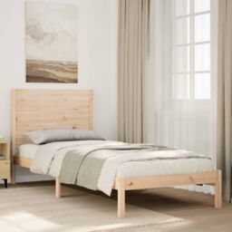 Berkfield Home Extra Long Bed Frame without Mattress 90x210 cm Solid Wood in Brown - thumbnail 1