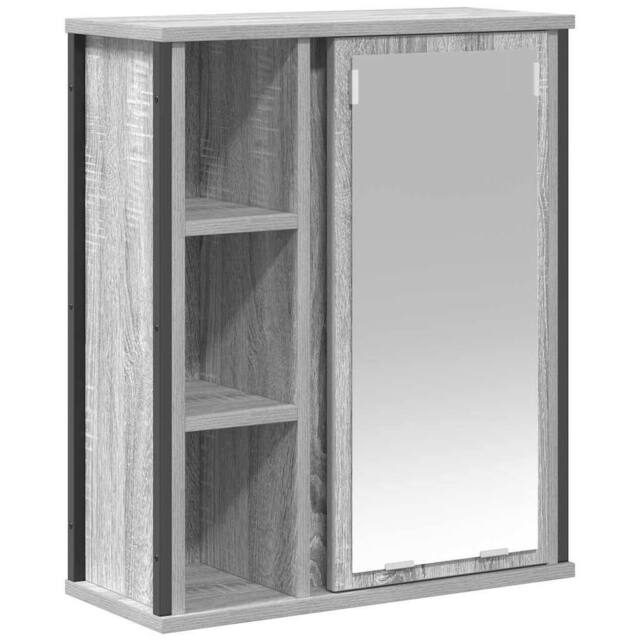 Berkfield Home Bathroom Wall Cabinet with Mirror Grey Sonoma 50x21x60 cm - Size: 50 x 21 x 60 cm - image 1