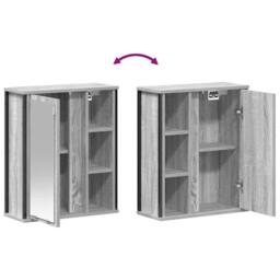 Berkfield Home Bathroom Wall Cabinet with Mirror Grey Sonoma 50x21x60 cm - Size: 50 x 21 x 60 cm - thumbnail 9