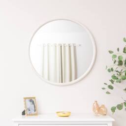 Melody Maison Large White Washed Wooden Round Wall Mirror - 80cm X 80cm - Size: 80 cm X 80 cm