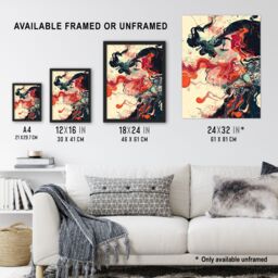 "Artery8 Inhale Trippy Lady Profile Design Psychedelic Wall Art Print in Red - Size: W24"" x H32""" - thumbnail 3