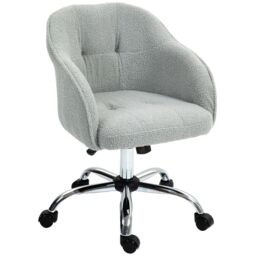 HOMCOM Fluffy Vanity Chair for Desk, with Height Adjustable, Wheels in Grey - thumbnail 2