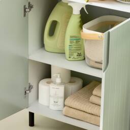 SoBuy Bathroom Low Cabinet - 3 Shelves & 2 Doors in Green - thumbnail 6