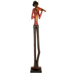Lemon Pavilion Furniture and Decor Standing Jazz Band Violinist - Ornament - L10 x W10 x H60 cm in Brown