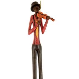 Lemon Pavilion Furniture and Decor Standing Jazz Band Violinist - Ornament - L10 x W10 x H60 cm in Brown - thumbnail 2