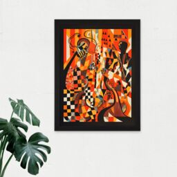 "Artery8 Wall Art Print Jazz Music Band Musicians Abstract Modern Folk Art Painting Large Framed Wall Décor Art in White - Size: W18"" x H24""" - thumbnail 2
