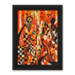 "Artery8 Wall Art Print Jazz Music Band Musicians Abstract Modern Folk Art Painting Large Framed Wall Décor Art in White - Size: W18"" x H24""" - thumbnail 1
