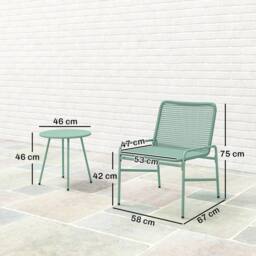 OUTSUNNY Rattan Bistro Set with 2 Chairs & Round Table for Patio in Green - thumbnail 3