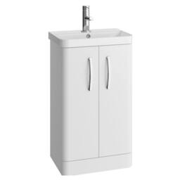 Balterley Handsacre Contemporary 2 Door Vanity Basin Unit, Gloss White, 500mm in White - thumbnail 1