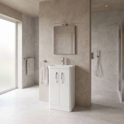 Balterley Handsacre Contemporary 2 Door Vanity Basin Unit, Gloss White, 500mm in White - thumbnail 3
