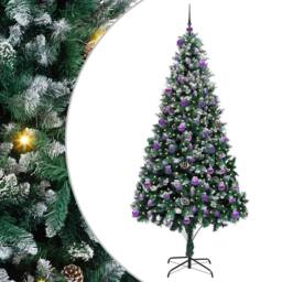 Berkfield Home Artificial Christmas Tree with 300 LEDs with Stand Green 240 cm - thumbnail 2