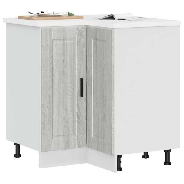 Berkfield Home Kitchen Corner Base Cabinet Porto Grey Sonoma Engineered Wood - image 1