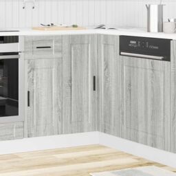 Berkfield Home Kitchen Corner Base Cabinet¬†Porto Grey Sonoma Engineered Wood - thumbnail 3