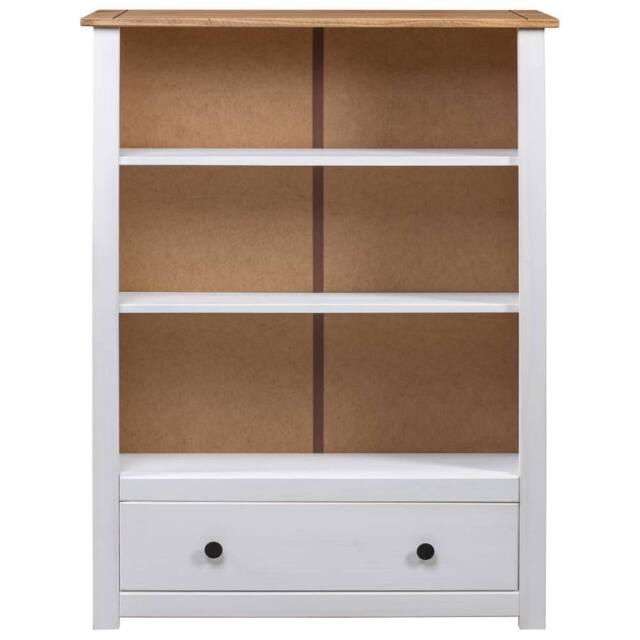 Berkfield Home Spacious Bookcase White 80x35x110 cm Solid Pine Wood Panama Range - Size: 80 x 35 x 110 cm - image 1
