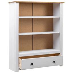 Berkfield Home Spacious Bookcase White 80x35x110 cm Solid Pine Wood Panama Range - Size: 80 x 35 x 110 cm - thumbnail 3