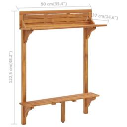 Berkfield Home Balcony Bar Table 90x37x122.5 cm Solid Acacia Wood in Brown - thumbnail 9