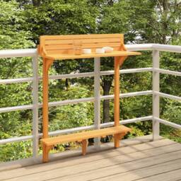 Berkfield Home Balcony Bar Table 90x37x122.5 cm Solid Acacia Wood in Brown - thumbnail 2