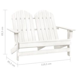 Berkfield Home 2-Seater Garden Adirondack Chair Solid Fir Wood White - thumbnail 6