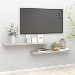 Berkfield Home Durable Floating Wall Shelves 2 pcs Concrete Grey 120x23.5x3.8 cm MDF - thumbnail 2