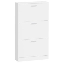 Berkfield Home Shoe Cabinet High Gloss White 59x17x108 cm Engineered Wood - Size: 59 x 17 x 108 cm - thumbnail 5