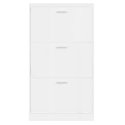 Berkfield Home Shoe Cabinet High Gloss White 59x17x108 cm Engineered Wood - Size: 59 x 17 x 108 cm - thumbnail 6