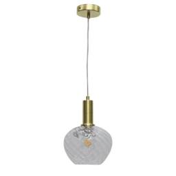 First Choice Lighting Bradson - Clear Swirl Glass Satin Brass Deco Pendant Fitting - thumbnail 1