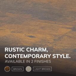 House of Home Coffee Table Rustic Wooden Brown Grain Finish Living Room Storage Shelf 2 Tier - thumbnail 3