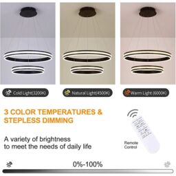 Garwarm 2 Rings 60cm Tiered Chandelier, Modern Dimmable LED Acrylic Crystal Chandelier for Living Room in Black - thumbnail 4